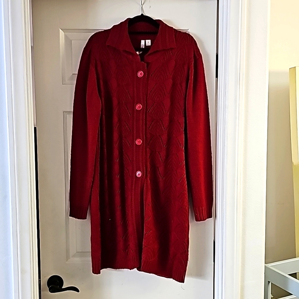 Rich Red Cardigan Sweater